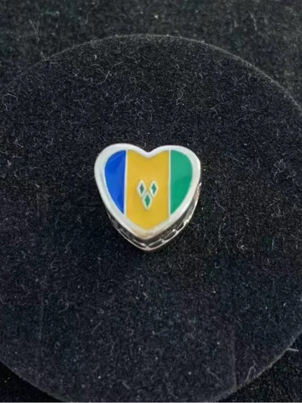 Pandora Heart Enamel Charm - Blue, Yellow, Green